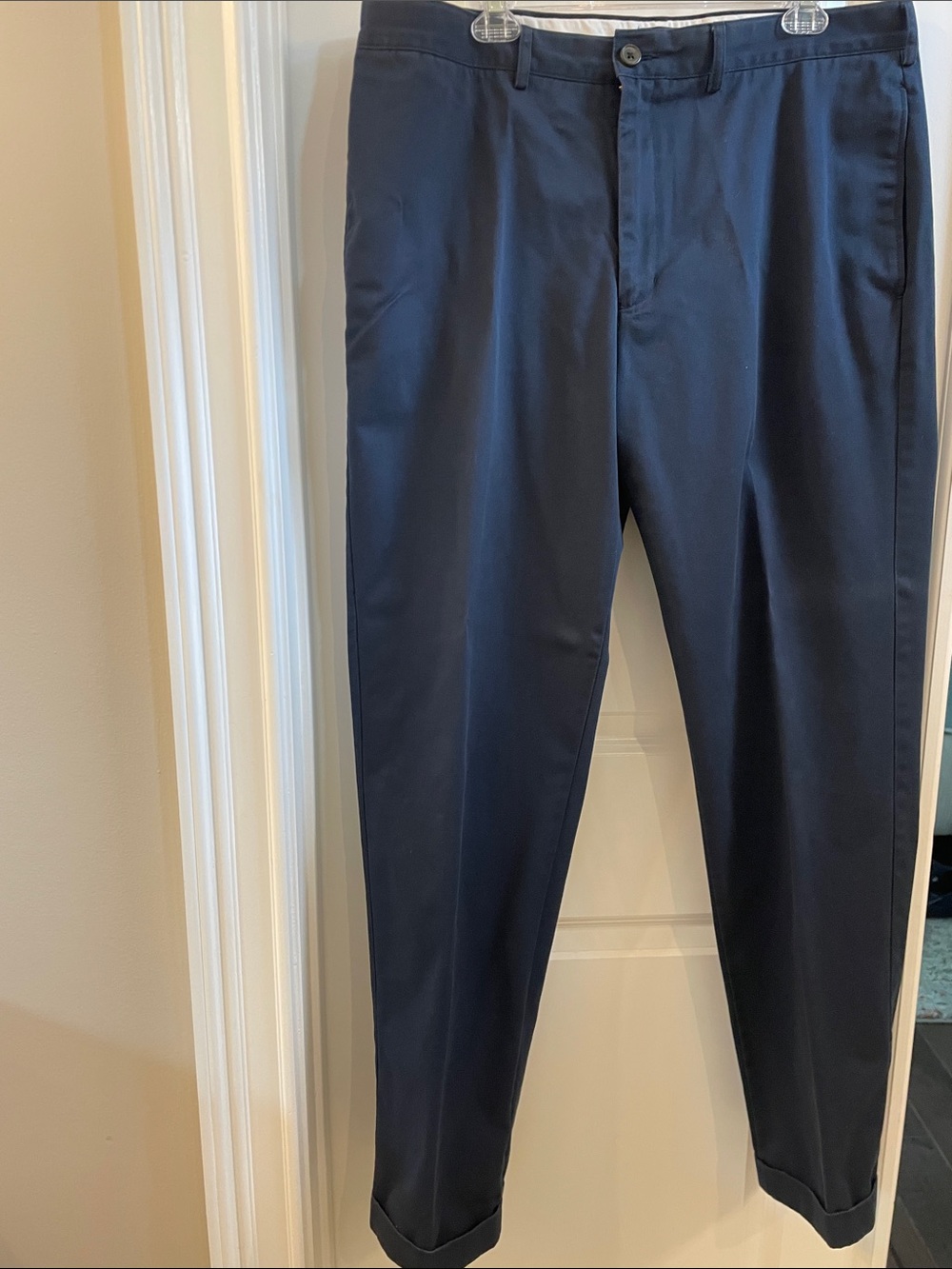 Lands' End Navy Flat-Front Chinos 38x34